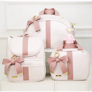 KIT BOLSA MATERNIDADE DE LUXO ROSA CLEAN PERSONALIZADO (3 PEÇAS)