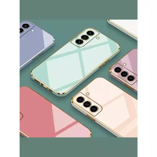 Capinha de Celular Luxuosa Com Borda Dourada Para Samsung M15/M34/M35/M52/M53/M55/A06/A16