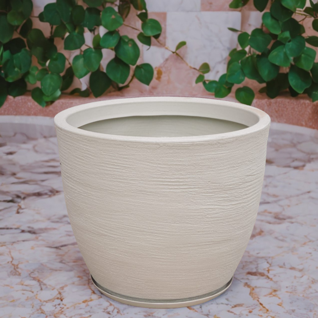 Vaso Grande Para Planta Decorativo Polietileno Jardim Bojo Escovado Com Prato N Shopee Brasil