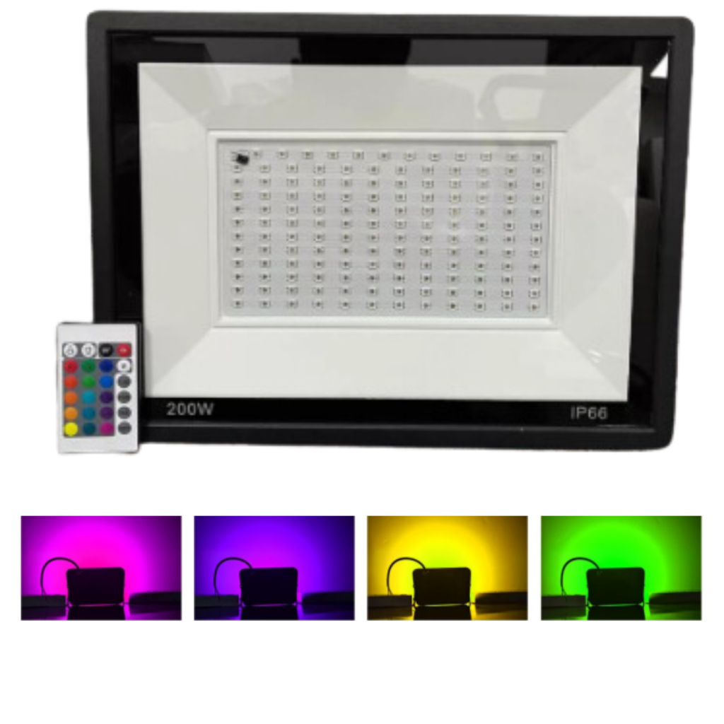 Refletor Mini RGB 200W IP66 Bivolt 85-265V com Controle - Iluminação ...