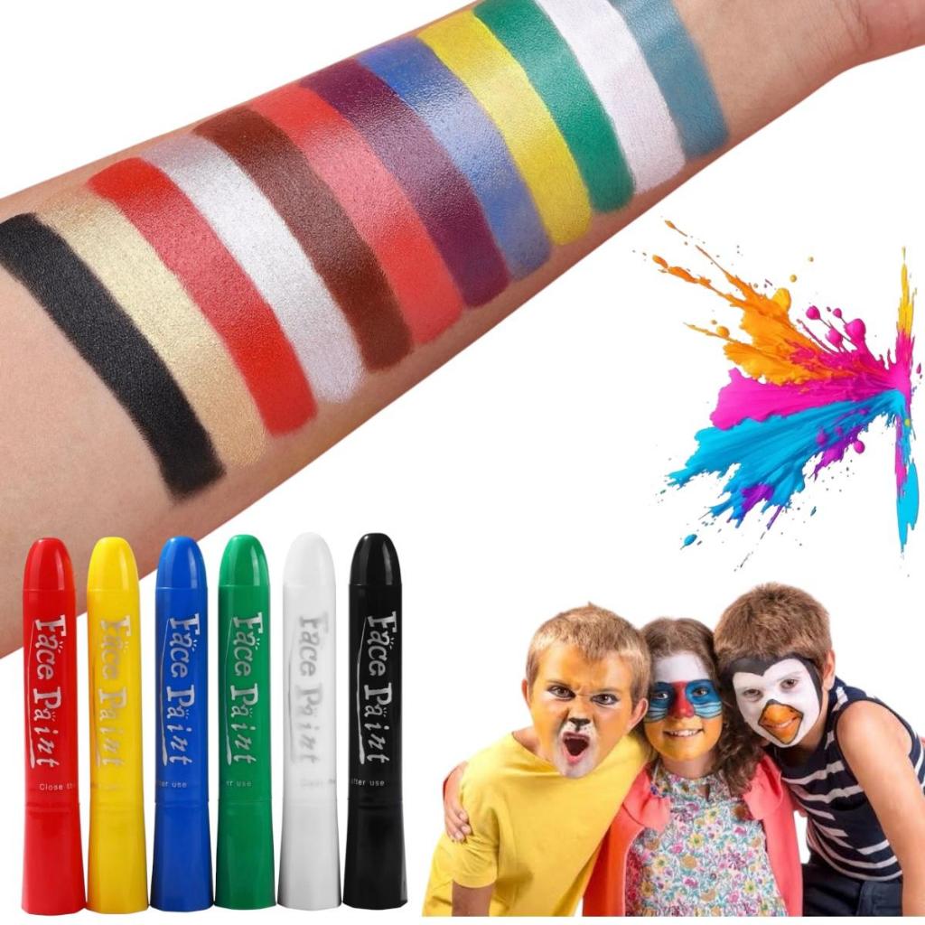 Pintura Rosto Guache Lápis de Cera Caneta Facial Kit com 6 cores ...