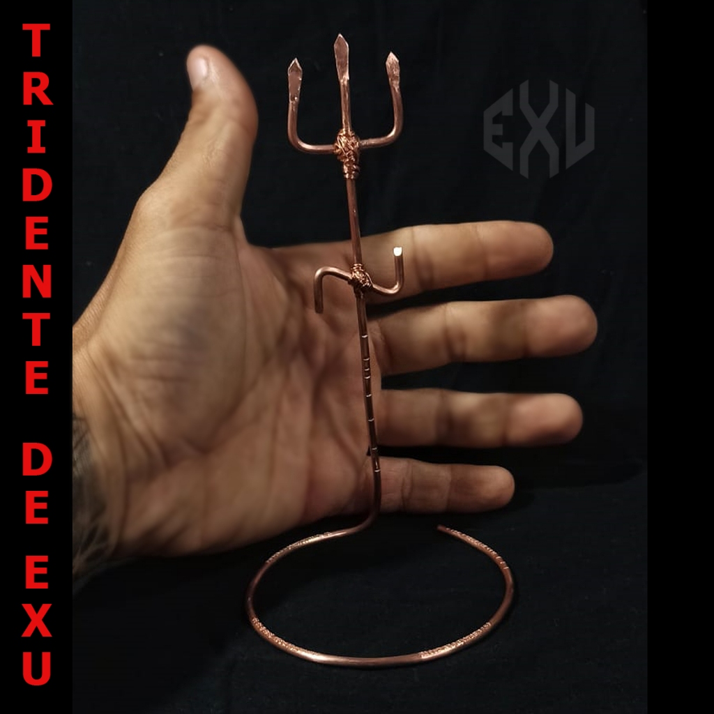 Garfo de Exu Tridente 15 cm Umbanda Candomblé Pomba Gira Amuleto Cobre ...