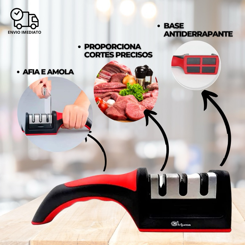 Afiador e Amolador de Facas 3 em 1 - Praticidade e Precisão em Suas Mãos! |  Shopee Brasil