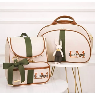 Kit Bolsa Maternidade 2 peças I Mochila Multifunção I Personalizado I Térmica e Impérmeavel