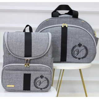 Kit Bolsa Maternidade 2 peças I Mochila Multifunção I Linho Jeans Luxo I Térmica