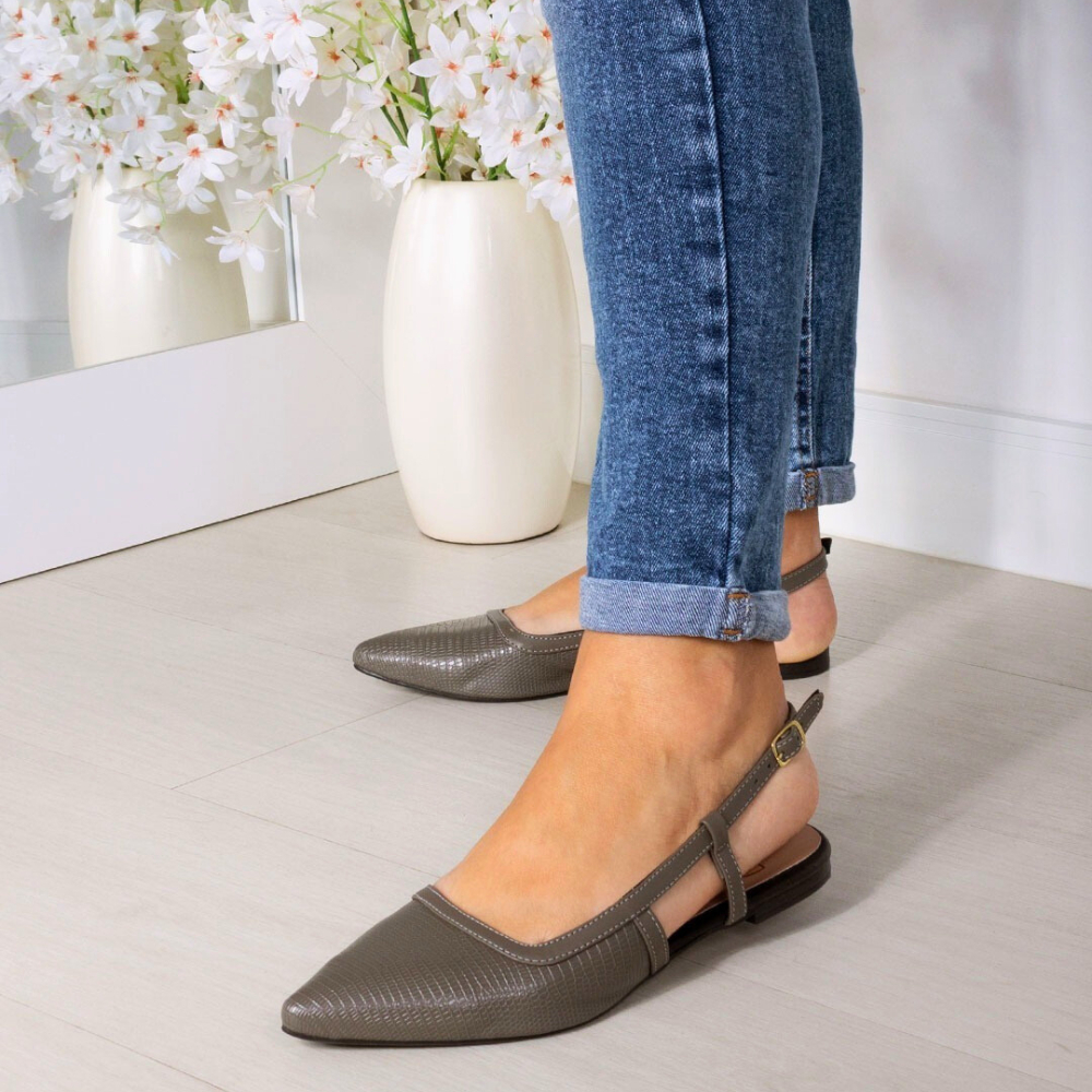 Sapatilha Confortável Elegante Aberta Slingback Bico Fino Marcela Prado ...