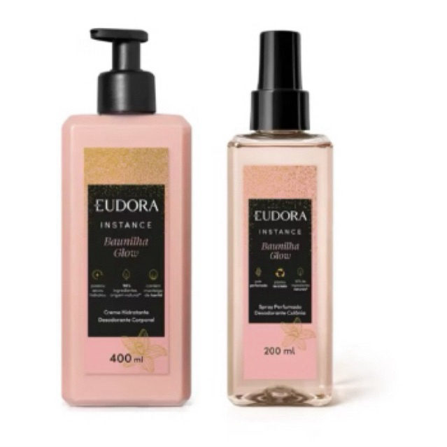 Combo Body Splash e Hidratante Corporal Baunilha Glow Eudora | Shopee ...