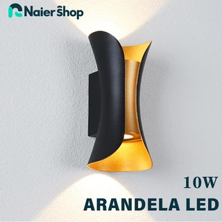 Arandela LED Lâmpada de Parede IP65 Luz Amarela Quente 10W para Ambientes Internos e Externos Bivolt
