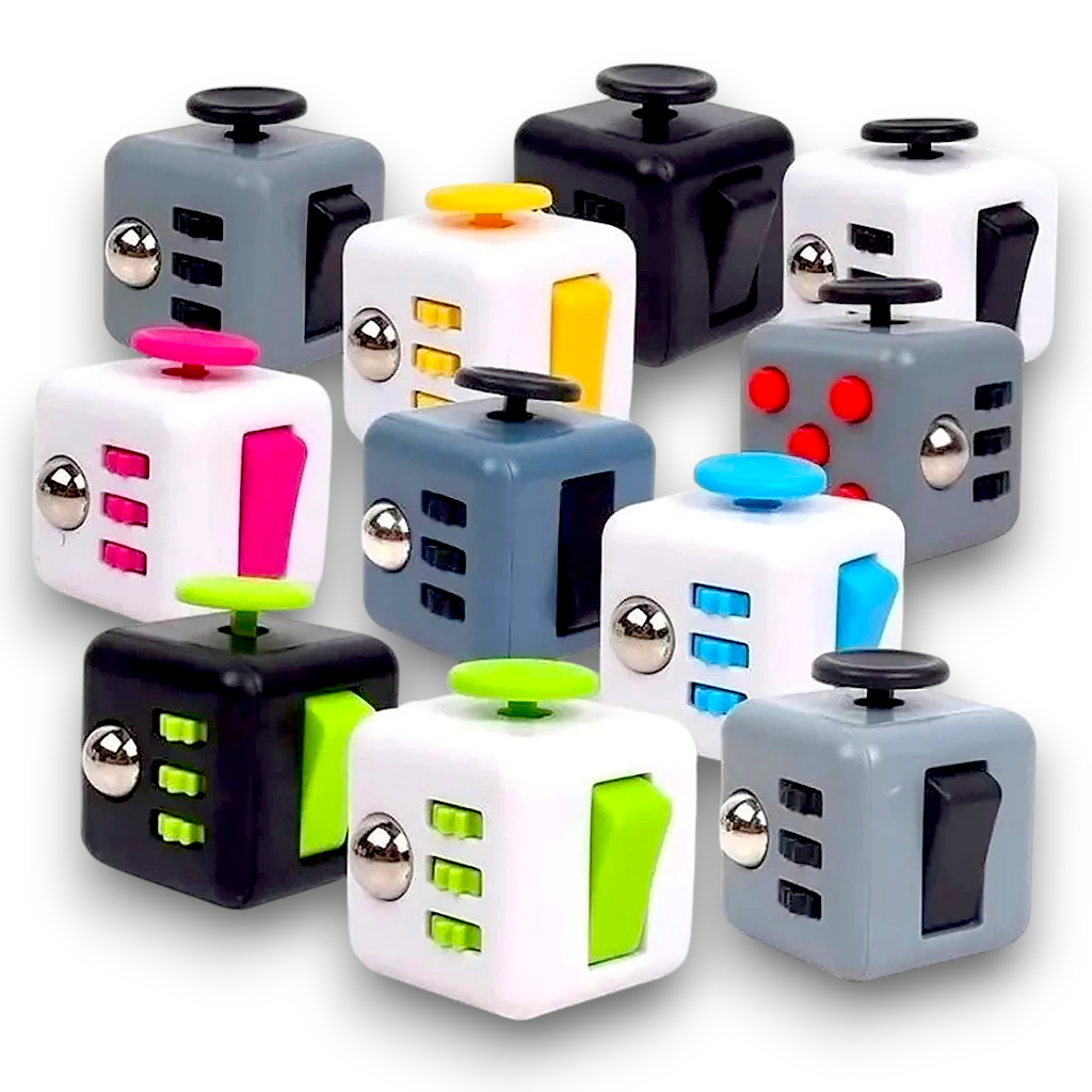 Cubo Fidget Antiestrés De 6 Módulos | Pack De 4 Piezas Portátiles Para Adultos Y Niños | Alivia La Ansiedad Y Mejora La Concentración