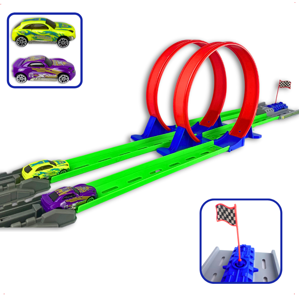 Hot Wheels Campeonato De Loopings – Pista De Coches Con Lanzador Y Loop Doble – Incluye 1 Vehículo A Escala 1:64 – Juguete Para Niños De 4 A 6 Años (Modelo Surtido – Mattel GTV13)
