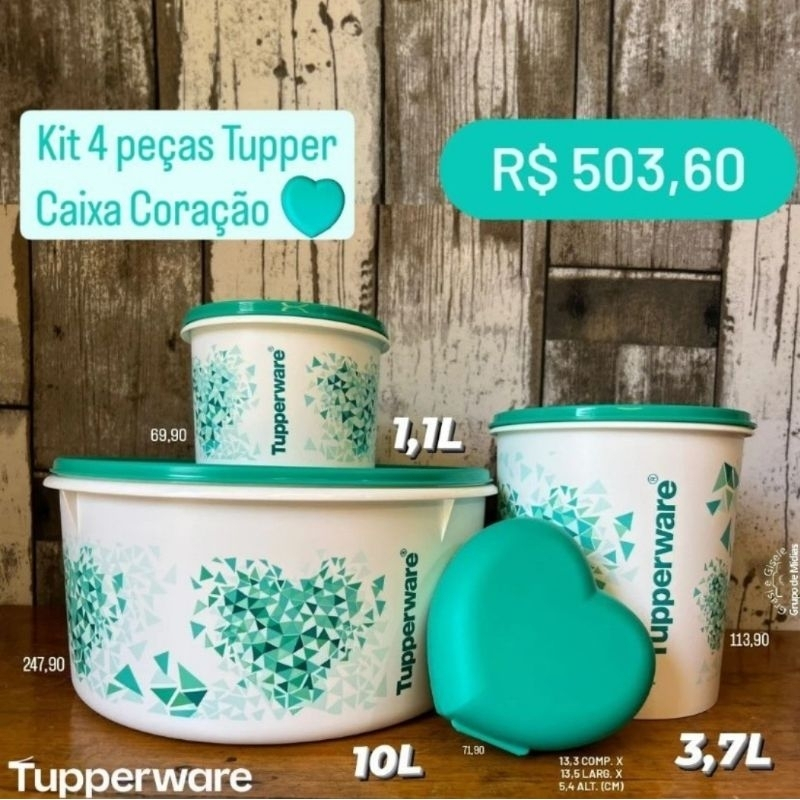 Kit Love Coração 4 Peças tupperware 👀💯 | Shopee Brasil