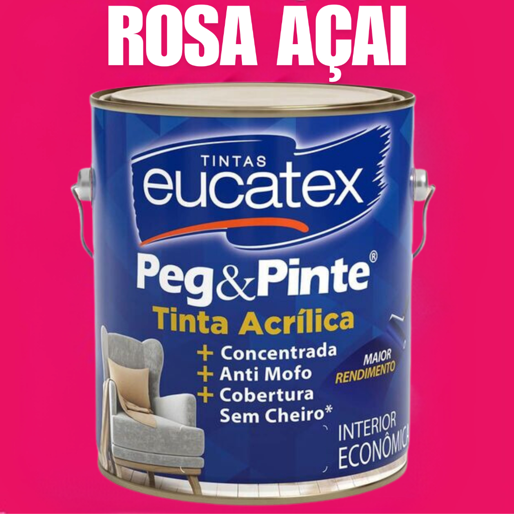 Tinta ROSA AÇAI Coral Anti Mofo Acrílica Parede Peg & Pint 3.6lt ...