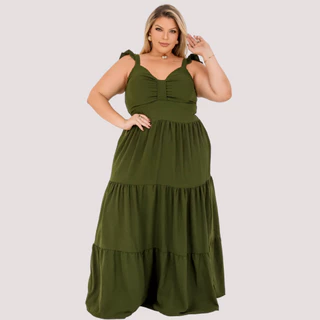 Vestido Longo Plus Size G1 Ao G4 Alça Sem Bojo Com Elástico Elegante Festa Forrado Duna Verão em Oferta na Shopee