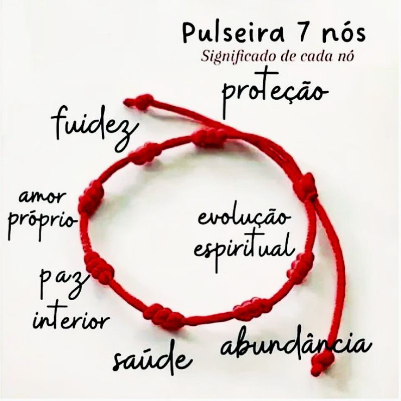Kit 2 Pulseiras Vermelha 7 nós com regulagem Proteção Espiritual, Fé e ...