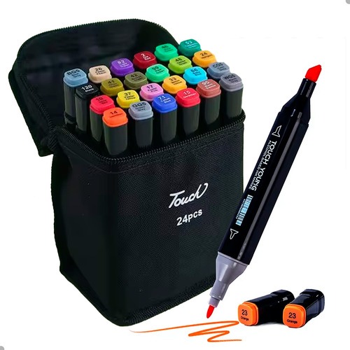 Kit Conjunto Touch Estojo Canetinhas Permanente Ponta Dupla 24/48/60 Cores Originais