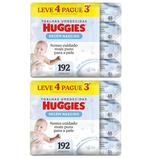 Kit 8 pctes - Toalhas Umedecidas Huggies RN 48 Un cada - Total 384 Unidades. em Oferta na Shopee