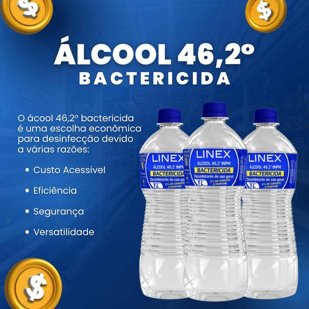 Kit 3 Álcool Líquido 46,2% Bactericida | Shopee Brasil