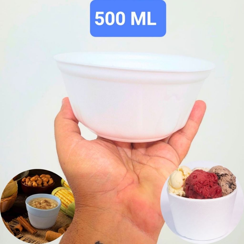 Pote de Isopor Térmico de 500ml Para Caldo Sorvete Sopa Açaí Ultratherm MR500 com 50 100 unidades