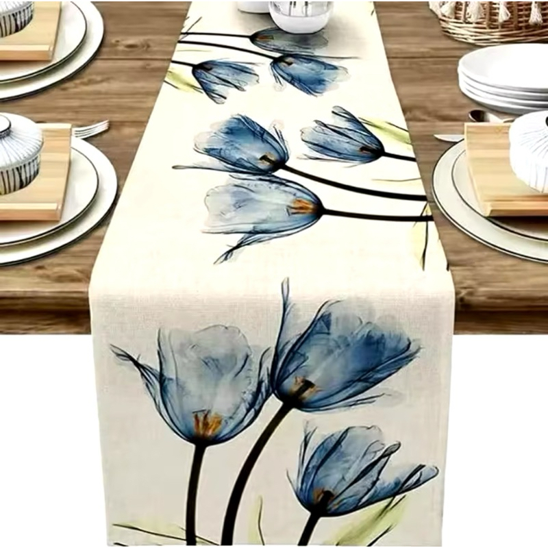Caminho Passadeira Toalha De Mesa 6 Cadeiras - Floral Elegante