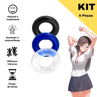 6 Pcs Anel Peniano Retarda Ejaculacao Silicone Elastico Liso