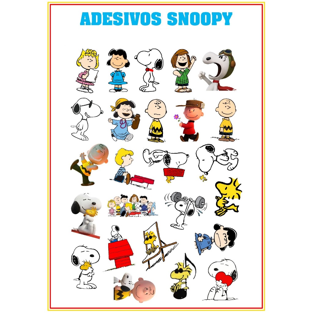 ADESIVOS SNOOPY INFANTIL STICKERS - AUTO COLANTE - CARTELA C/ 35 ...