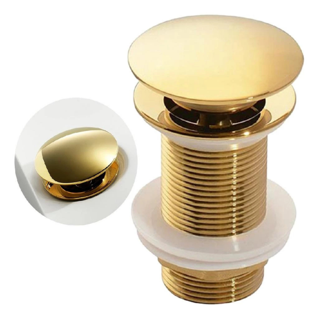 Válvula Click Dourada Para Cuba Banheiro Lavabo Design Inteligente Moderno