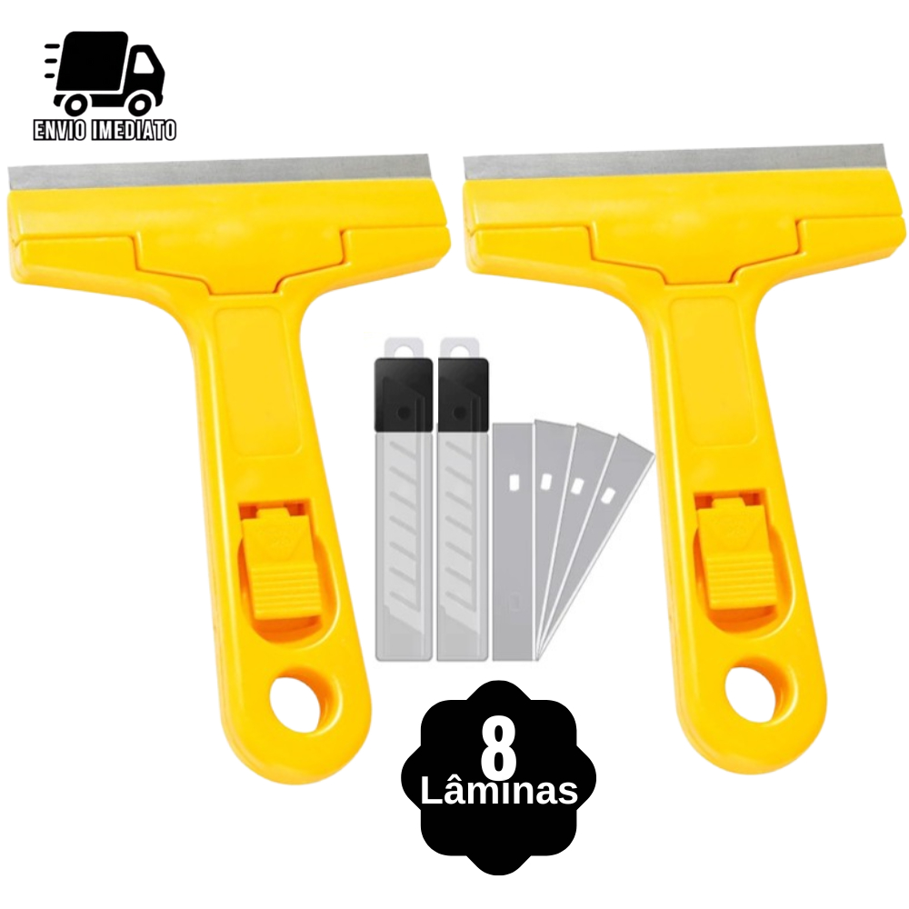 Estilete Raspador Profissional para Tirar Adesivo Cola do Vidro 8 Lâminas
