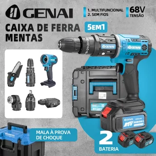 Kit 5 Em 1 Brushless Furadeira Parafusadeira Motoserra Multifuncional 68v