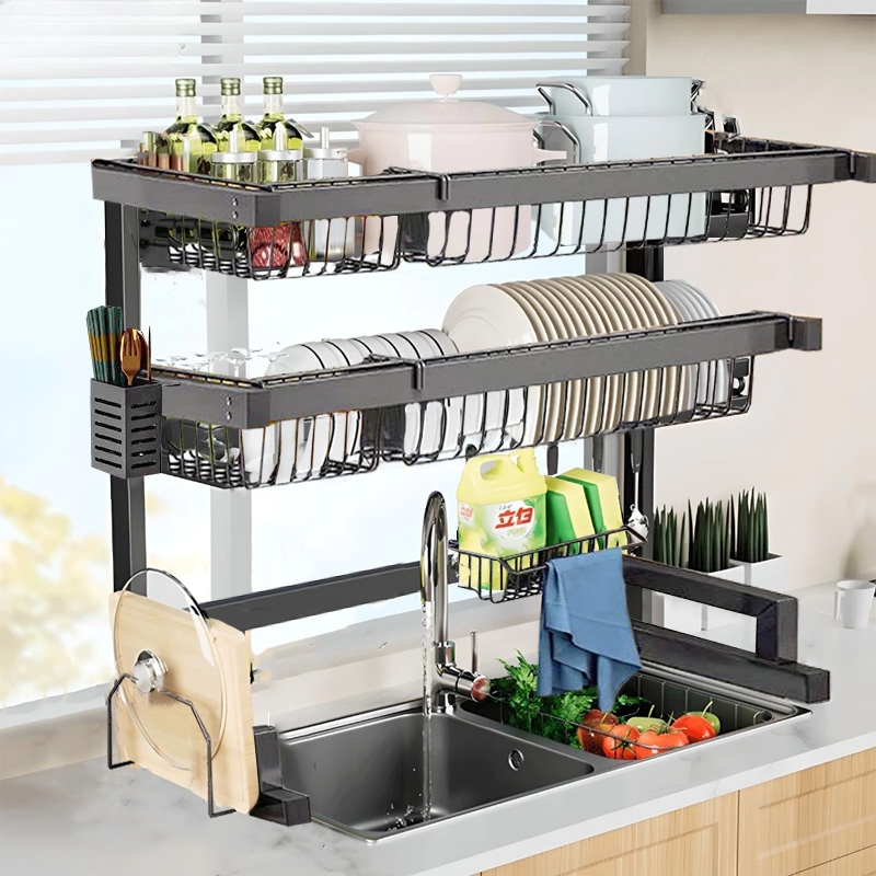 Escorredor Kitchen Rack Aço Inoxidável Organizador Louça Preto Pia