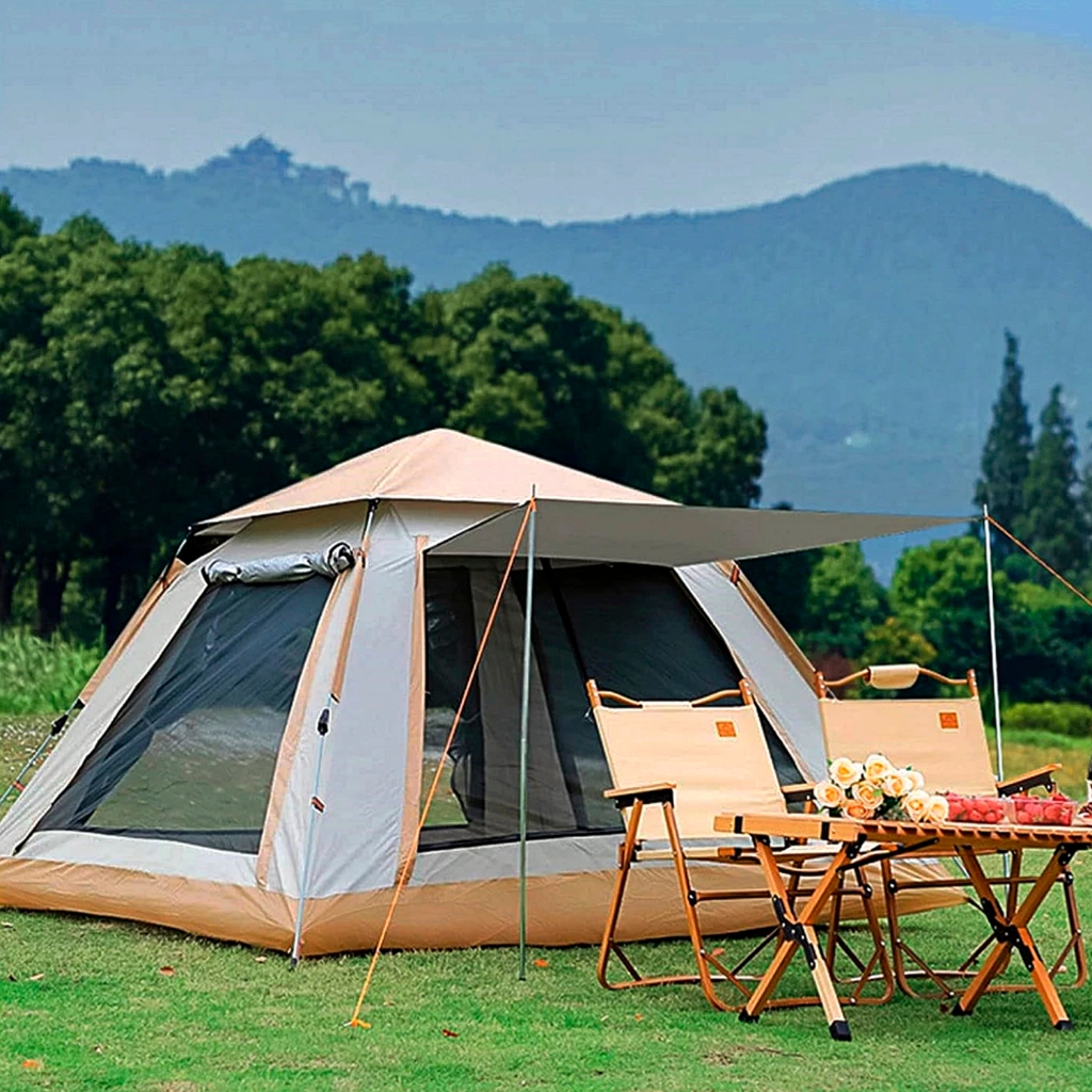Barraca Camping 4 Pessoas Grande Automática Cabana Família 2,10x2,10m ...
