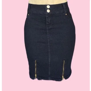 Saia JEANS Secretária Escura DETALHE ZÍPER