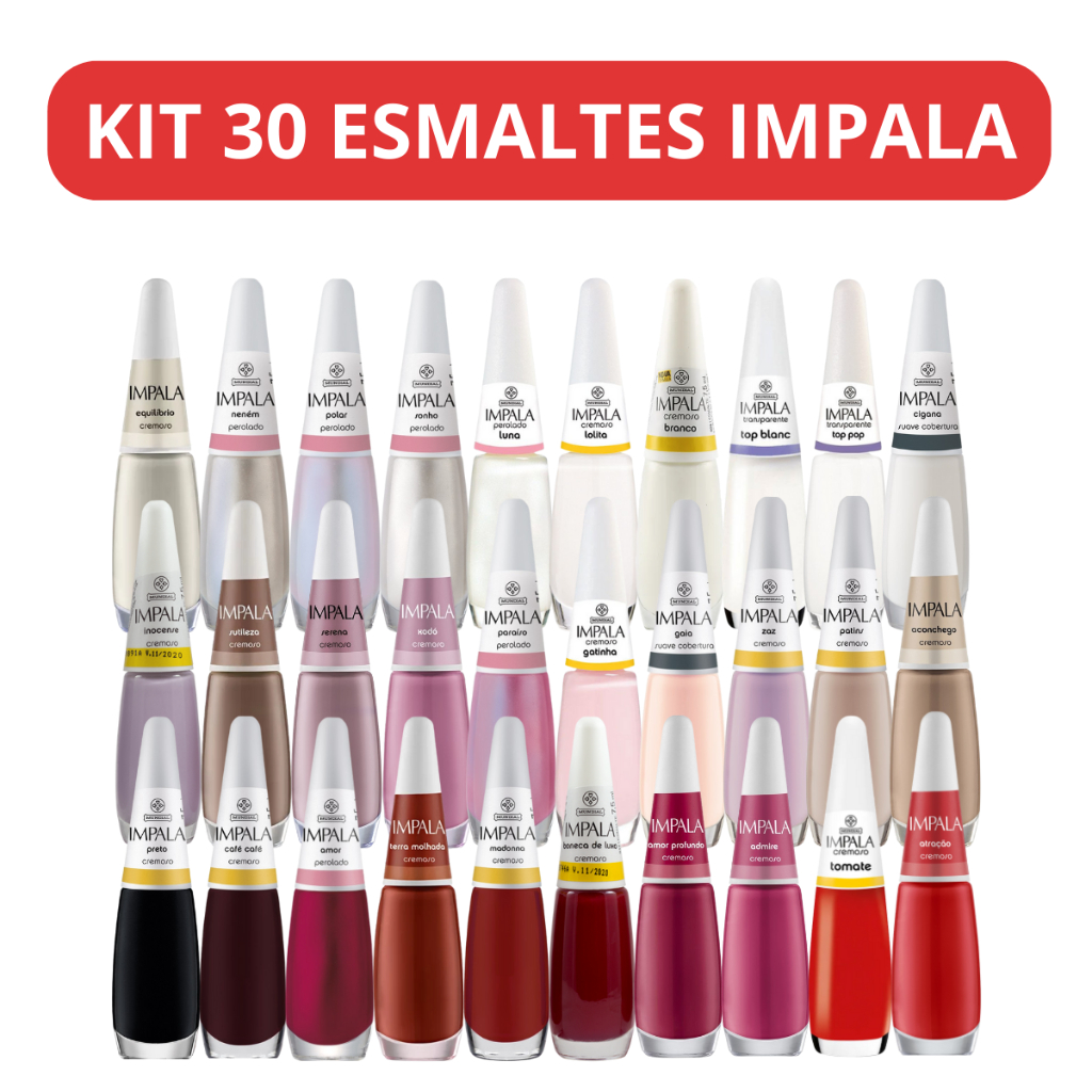 Kit De Esmaltes Impala Cores Variadas Lançamento Tons Claros e Escuros ...