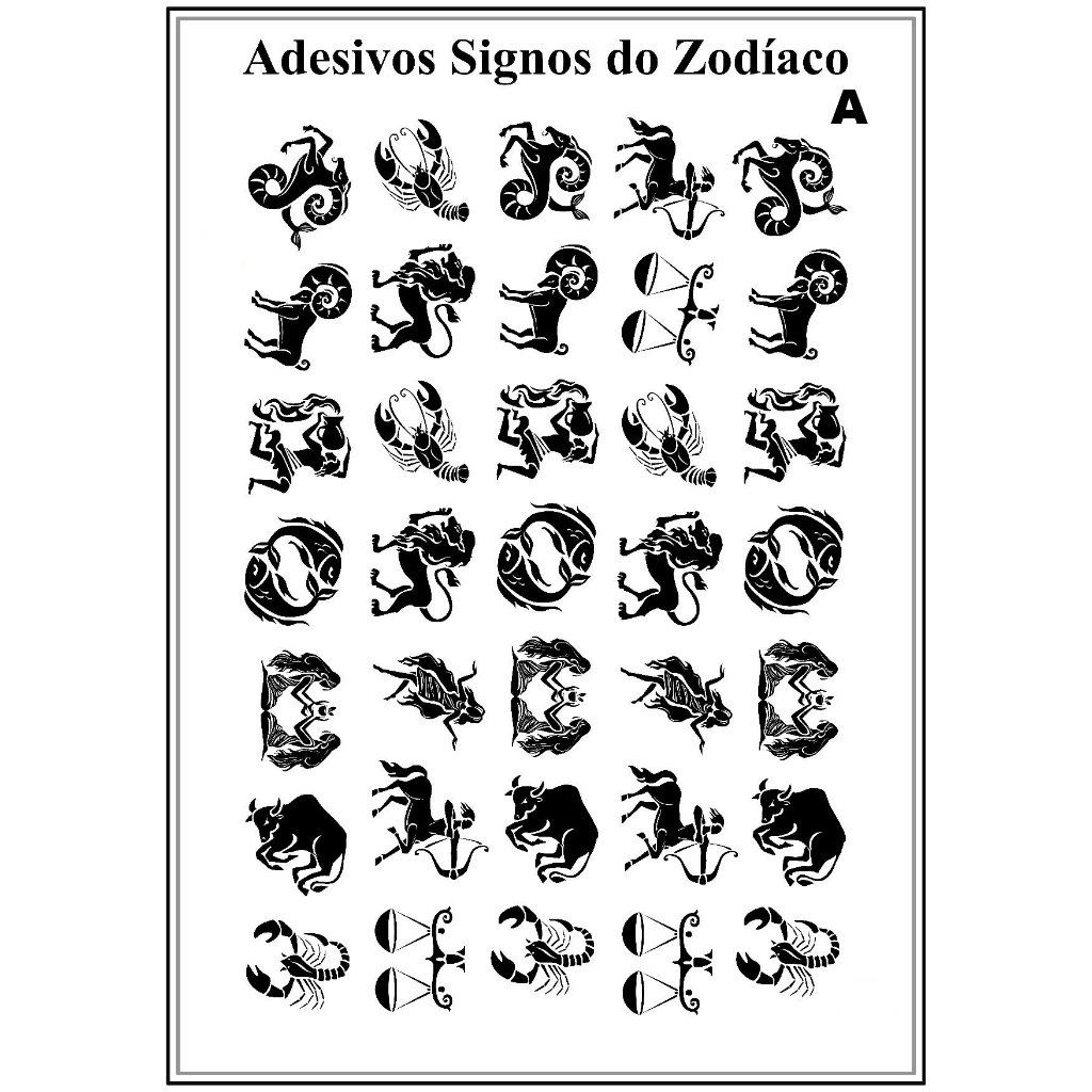 ADESIVOS SIGNOS DO ZODÍACO STICKERSS - AUTO COLANTE - CARTELAS C/ 35 ...