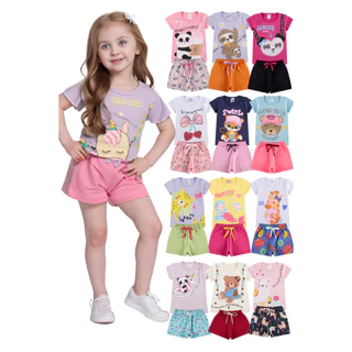 Kit Sortido 10 Peças de Roupas Infantil Menina Conjunto Verão Ou 6 Peças de Roupas Infantil Menina Tamanho 1 ao 10