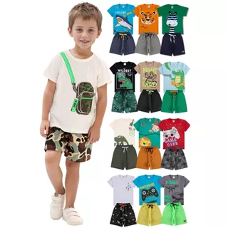 Kit Sortido 10 Peças de Roupas Infantil Menino Verão Bebe Menino ou 4 Peças de Roupas Infantil Menino Bebê Menino