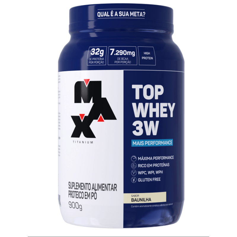 Top Whey 3W Mais Performance 900g Max Titanium Sabores