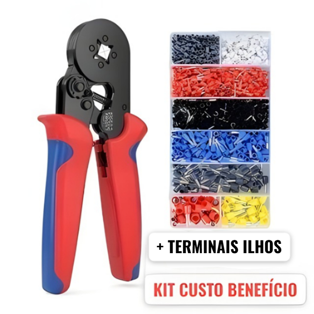 Kit Alicate Crimpar Prensa Box Com Terminais - Ilhós 0,25 A 10mm alicate eletricista profissional