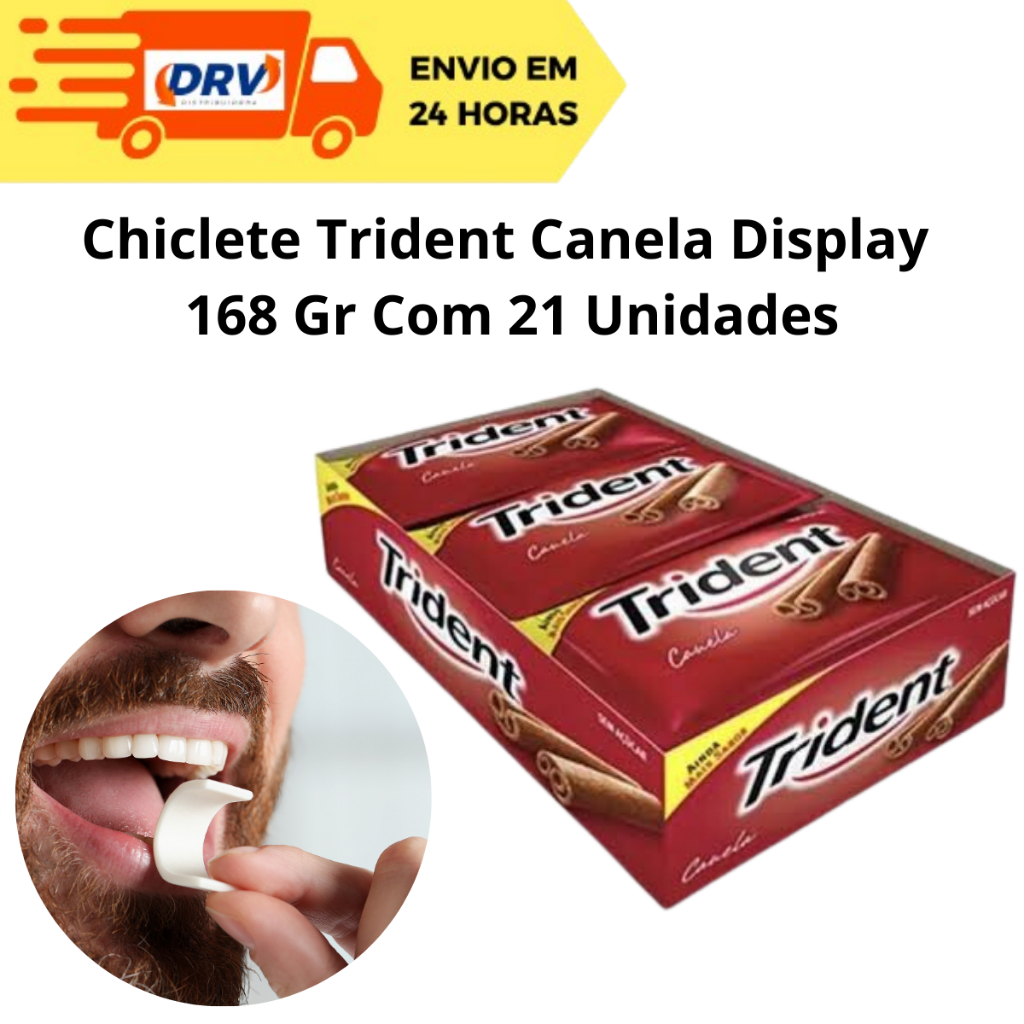 Chicletes Trident Canela Display 168 Gr com 21 Unidades - Chiclete