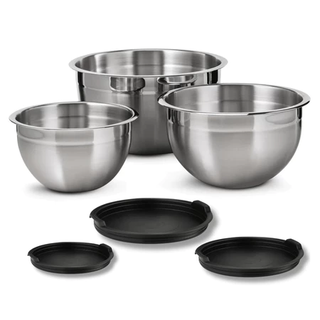 Vittak kit 3 tigela aço inox bowl funda multiuso redonda saladeira confeitaria bowls vasilha com tampa