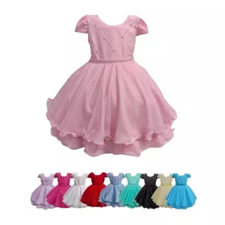 Vestido Infantil Princesa Curto Pérola Festa Luxo Saia De Brilho