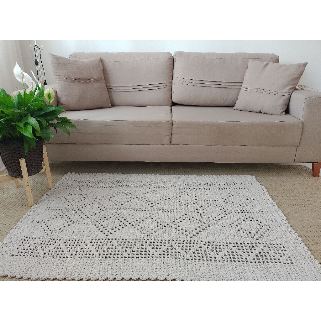 Tapete Retangular em crochê Para sala, escritorio, quarto | Shopee Brasil