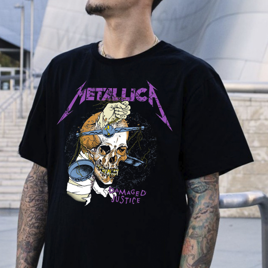 Camisa Camiseta Metallica Damaged Justice Banda de Rock Unissex