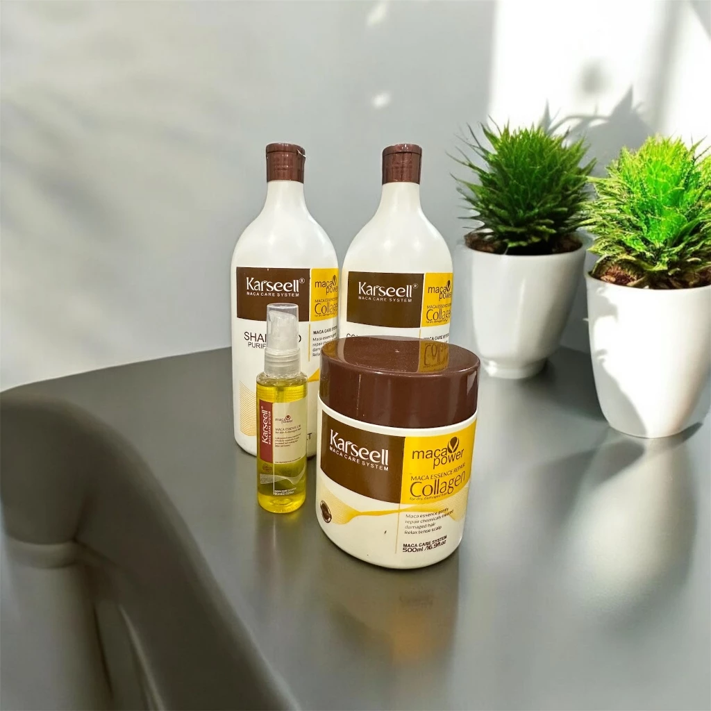 Kit Shampoo e Condicionador Karseell 1L + Máscara Karseell Oiginal 500g + Óleo Maca Essence 50ml