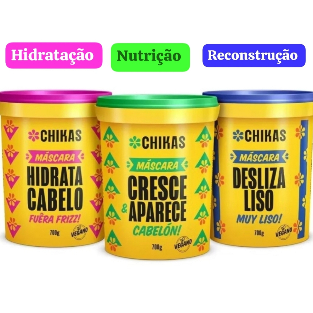 Chikas Kit Cronograma Capilar Cabelos Lisos (Hidrata Cabelo
