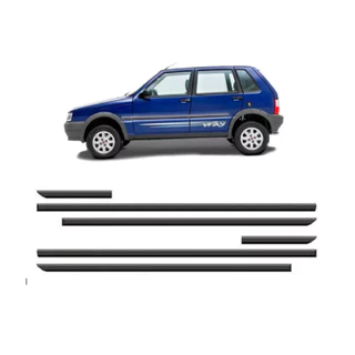 Kit Friso Lateral Uno Way Cinza 2008 Até 2013 4p Fino 6 Peças