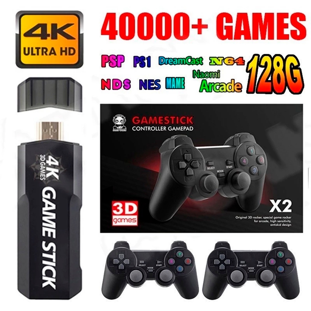 Game Stick GD10 128GB Console 40000 Jogos Controlador Duplo Portátil 40 Simuadores Para TV Consoles Retro Video 4K