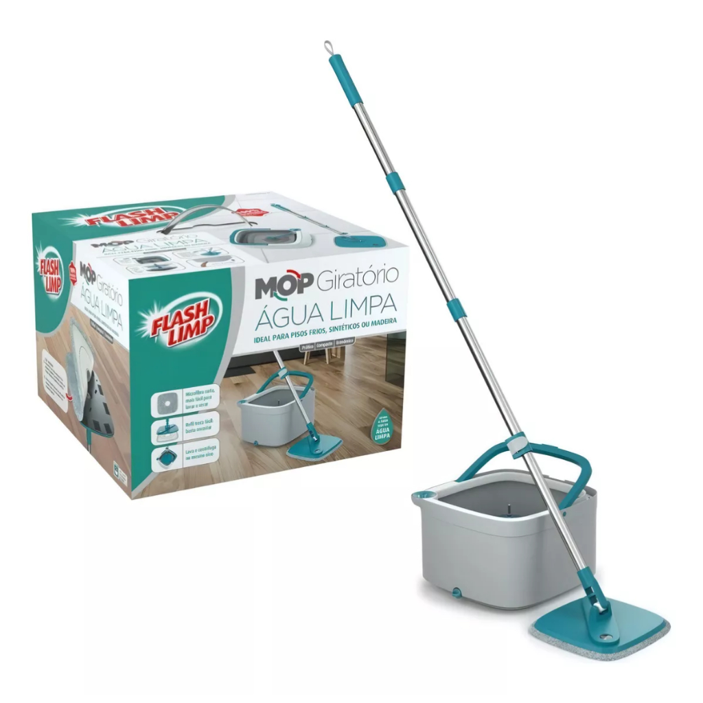Mop Limpeza 360 Giratório Água Limpa Flash Limp Esfregao