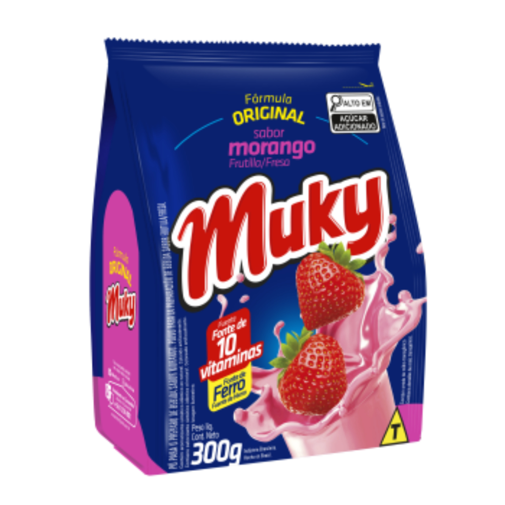 Achocolatado sabor Morango Muky 300g@ | Shopee Brasil