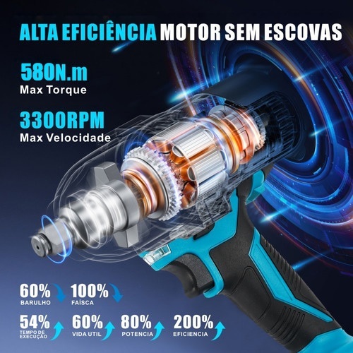 Parafusadeira Chave De Impacto Sem Fio 48V Com 2 Baterias Maleta