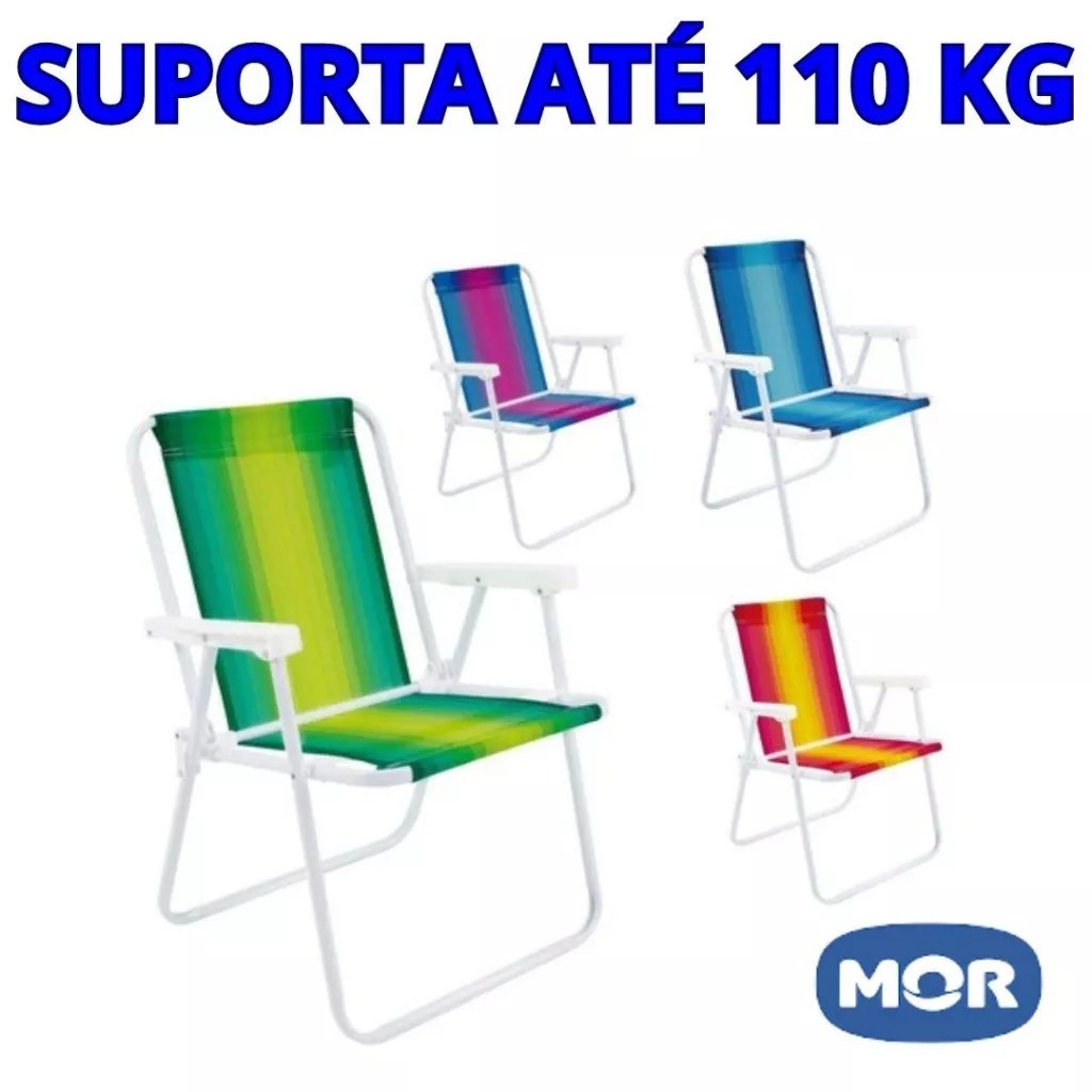 Cadeira de praia ALUMÍNIO OU AÇO reforçada suporta até 110 kg original ...